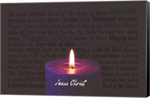 Framed Names of Jesus Purple Candle Print