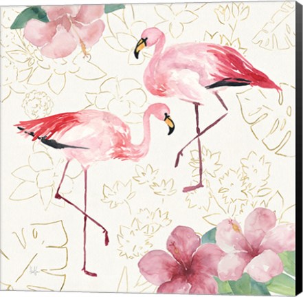 Framed Tropical Fun Bird V with Gold Print