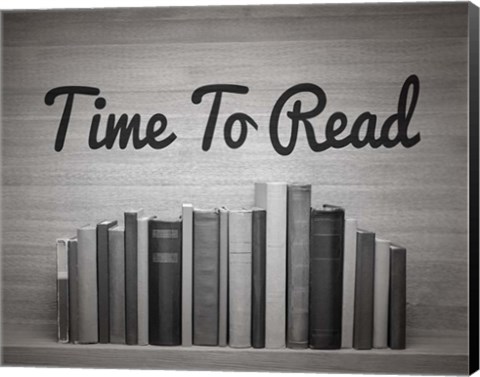 Framed Time To Read - Wood Background Black and White Print