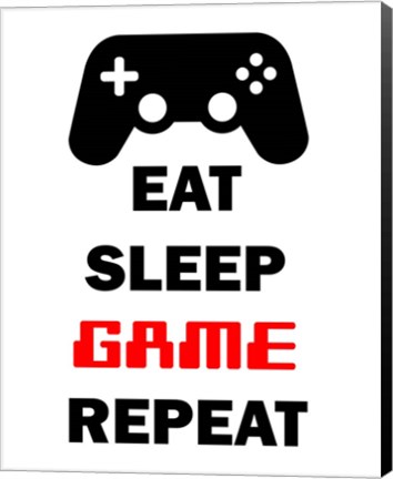 Framed Eat Sleep Game Repeat  - White Print