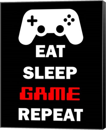 Framed Eat Sleep Game Repeat  - Black Print