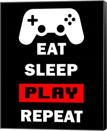 Framed Eat Sleep Game Repeat  - Black and Red Print