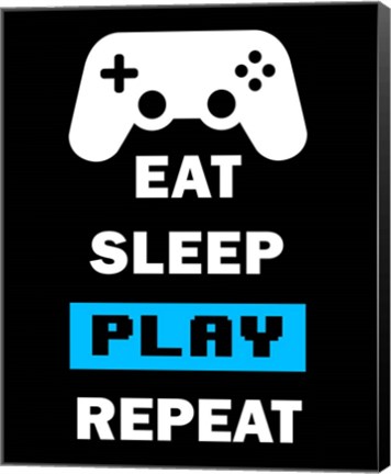 Framed Eat Sleep Game Repeat  - Black and Blue Print