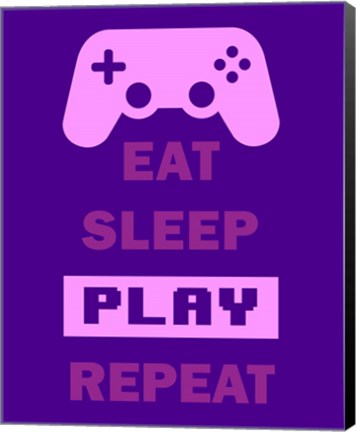 Framed Eat Sleep Game Repeat  - Purple Print