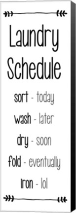 Framed Laundry Schedule  - White Print