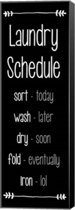 Framed Laundry Schedule  - Black Print