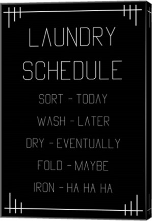 Framed Laundry Schedule  - Black Geometric Print