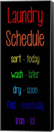 Framed Laundry Schedule  - Rainbow Print