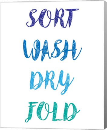 Framed Sort Wash Dry Fold  - White and Blue Print