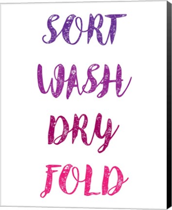 Framed Sort Wash Dry Fold  - White and Purple Print