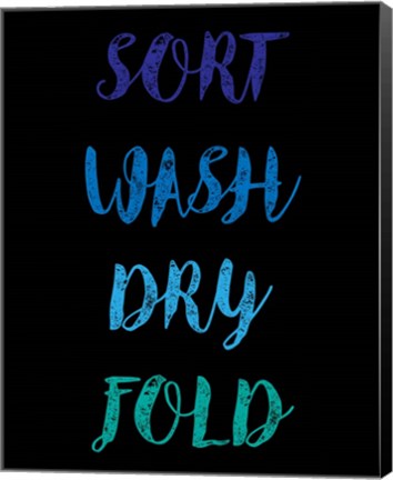 Framed Sort Wash Dry Fold  - Black and Blue Print