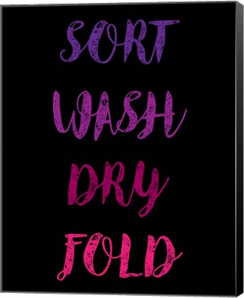 Framed Sort Wash Dry Fold  - Black and Purple Print