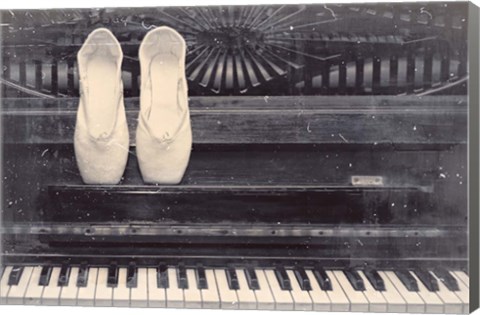 Framed Ballet Shoes And Piano Old Photo Style Dust and Scratches Print