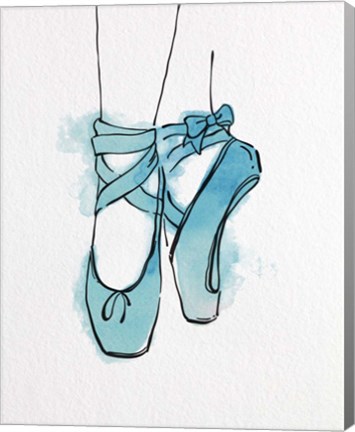 Framed Ballet Shoes En Pointe Blue Watercolor Part III Print