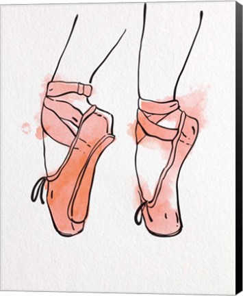 Framed Ballet Shoes En Pointe Orange Watercolor Part I Print