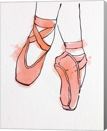 Framed Ballet Shoes En Pointe Orange Watercolor Part II Print