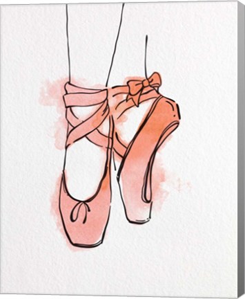 Framed Ballet Shoes En Pointe Orange Watercolor Part III Print
