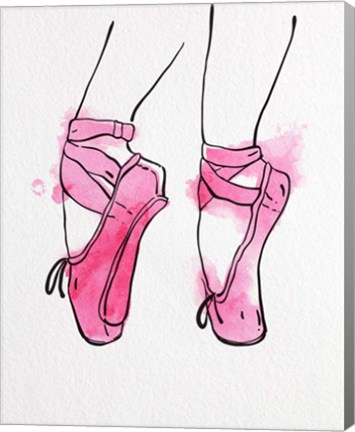 Framed Ballet Shoes En Pointe Pink Watercolor Part I Print