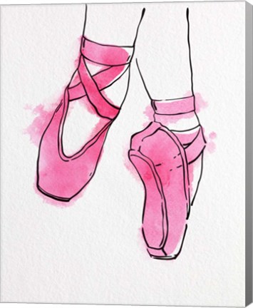 Framed Ballet Shoes En Pointe Pink Watercolor Part II Print