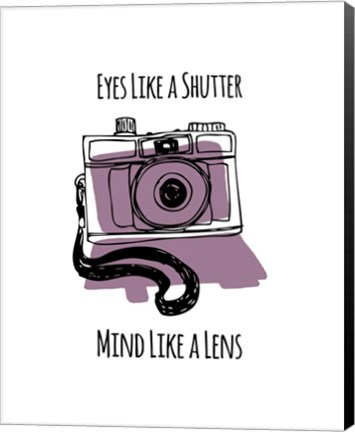 Framed Eyes Like A Shutter Mind Like A Lens Camera Doodle Purple Print