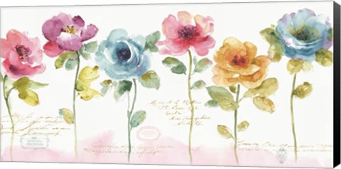Framed Rainbow Seeds Loose Floral V Print