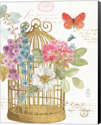 Framed Rainbow Seeds Romantic Birdcage II Print