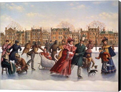 Framed Victorian Skaters Print