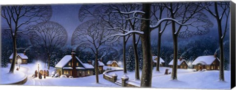 Framed Winter Scene Carollers Print