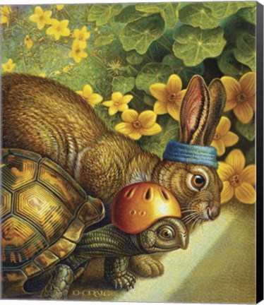 Framed Tortoise And Hare Print