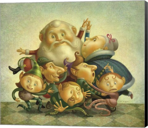 Framed Santa Elf Dance Print