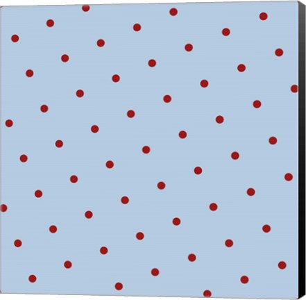 Framed Red Polka Dots on Blue Print