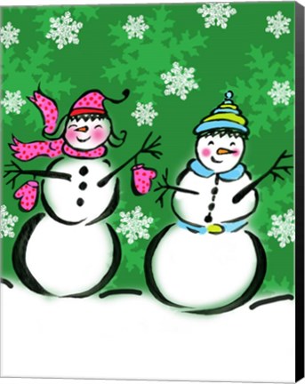 Framed Silly Snowmen V Print