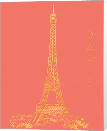 Framed Paris on Coral Print