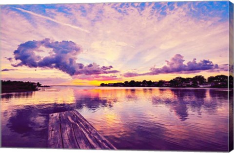 Framed Sunset Dock Print