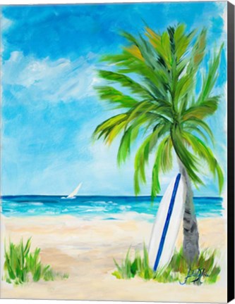 Framed Tropical Surf I Print