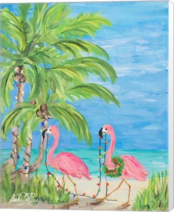 Framed Flamingo Christmas II Print