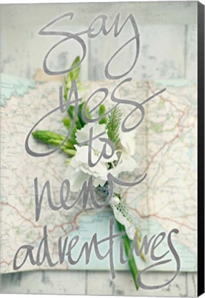 Framed Say Yes To New Adventures (silver) Print