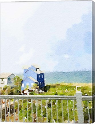 Framed Watercolor Coastal Cottage Print