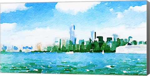 Framed Watercolor NYC Skyline I Print