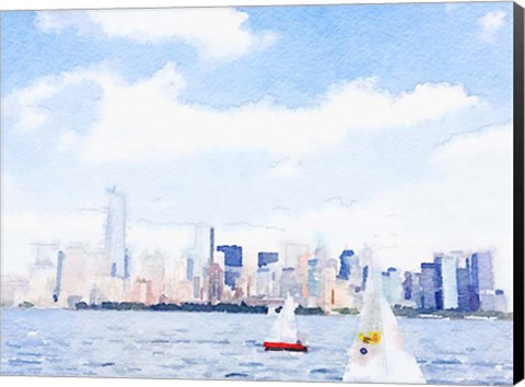 Framed Watercolor NYC Skyline II Print