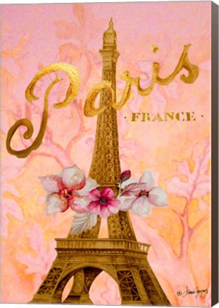 Framed Gold Paris Eiffel Panel Print