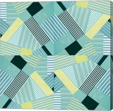 Framed Geo Stripes in Pale Teal Print