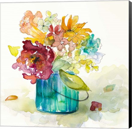 Framed Flower Burst in Vase II Print