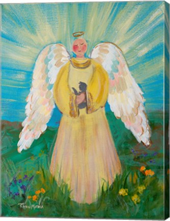 Framed Purrfectly Heavenly Angel Print
