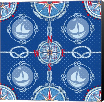 Framed Nautical Navigation Pattern IV Print