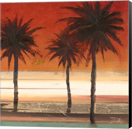 Framed Red Coastal Palms II Print