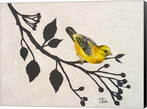 Framed Yellow Bird On the Branch I Print