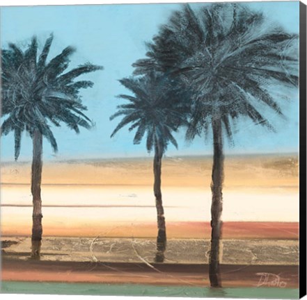 Framed Coastal Palms on Aqua Print