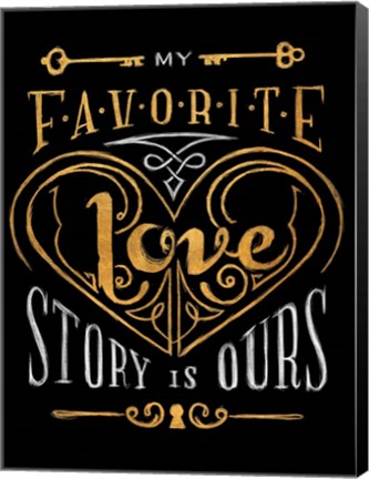 Framed Black &amp; Gold Love Story Print