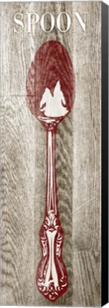 Framed Fork &amp; Spoon on Wood II Print